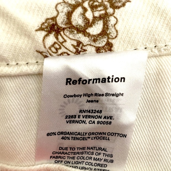 Reformation Cowboy High Rise Straight Jeans, Viva Las Vegas, Cream/Brn , Size 27 - Picture 7 of 8